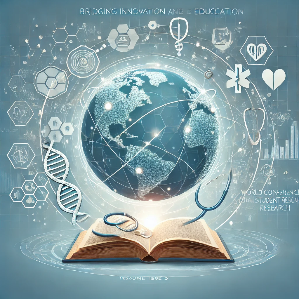 The cover image for the editorial titled "Bridging Innovation and Education: IJMS Volume 12 Issue 3 and the 2024 World Conference on Medical Student Research (WCMSR)" reflects the themes of global collaboration, medical education, and innovation through a professional design with medical symbols and a network structure.